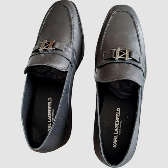 Karl Lagerfeld Paris Men's Black Leather Slip-On Loafers New Size 11.5 - Picture 6 of 12